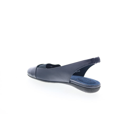 Trotters Sarina T1570-460 Womens Blue Leather Slip On Slingback Flats Shoes