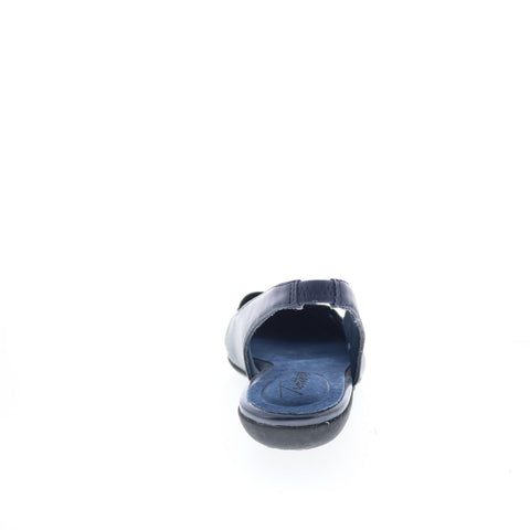 Trotters Sarina T1570-460 Womens Blue Leather Slip On Slingback Flats Shoes