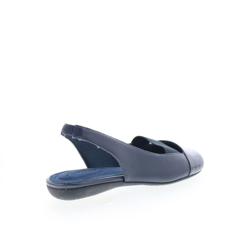 Trotters Sarina T1570-460 Womens Blue Leather Slip On Slingback Flats Shoes