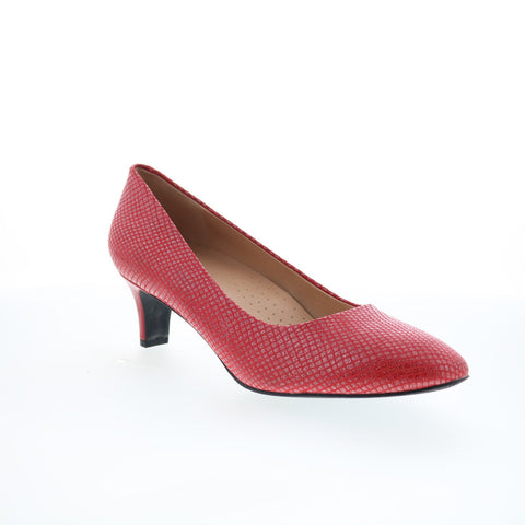 Trotters Fab T1905-600 Womens Red Narrow Leather Slip On Pumps Heels Shoes