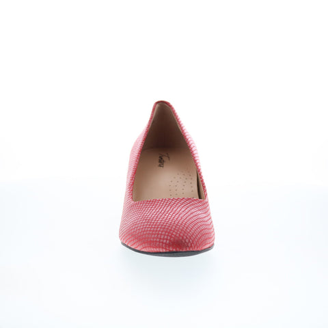 Trotters Fab T1905-600 Womens Red Narrow Leather Slip On Pumps Heels Shoes