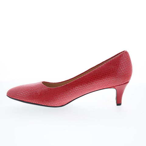 Trotters Fab T1905-600 Womens Red Narrow Leather Slip On Pumps Heels Shoes