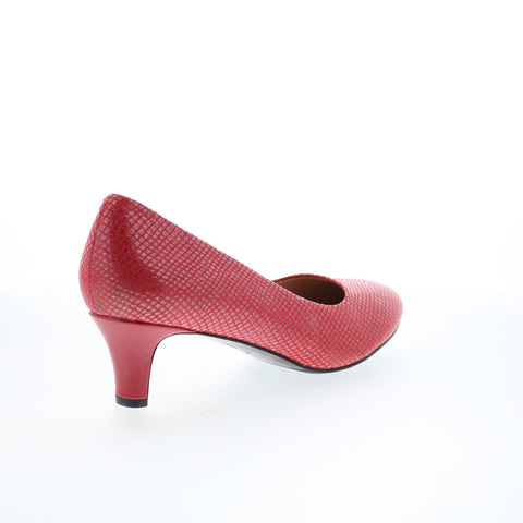 Trotters Fab T1905-600 Womens Red Narrow Leather Slip On Pumps Heels Shoes