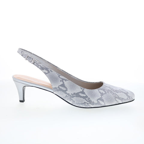 Trotters Keely T1907-063 Womens Gray Leather Slingback Heels Shoes