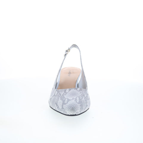 Trotters Keely T1907-063 Womens Gray Leather Slingback Heels Shoes