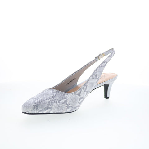 Trotters Keely T1907-063 Womens Gray Leather Slingback Heels Shoes
