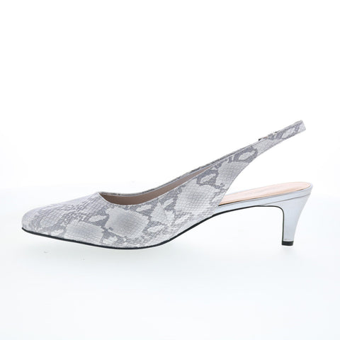 Trotters Keely T1907-063 Womens Gray Leather Slingback Heels Shoes