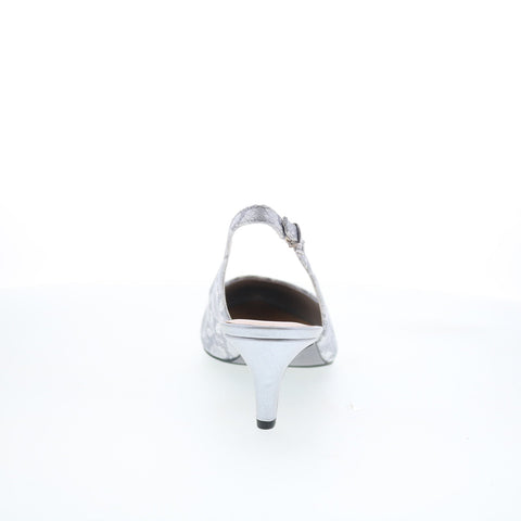 Trotters Keely T1907-063 Womens Gray Leather Slingback Heels Shoes