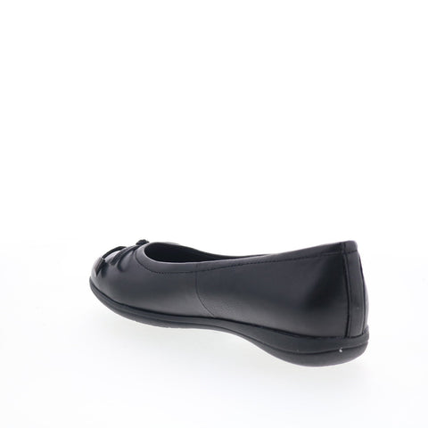 Trotters Dellis T2054-001 Womens Black Leather Slip On Ballet Flats Shoes