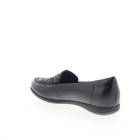 Trotters Deanna T2055-061 Womens Black Leather Slip On Loafer Flats Shoes