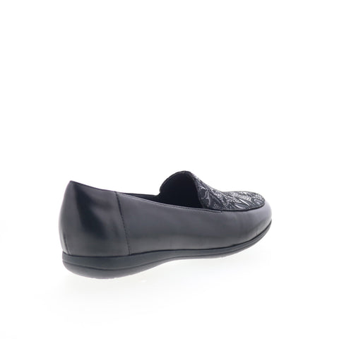 Trotters Deanna T2055-061 Womens Black Leather Slip On Loafer Flats Shoes