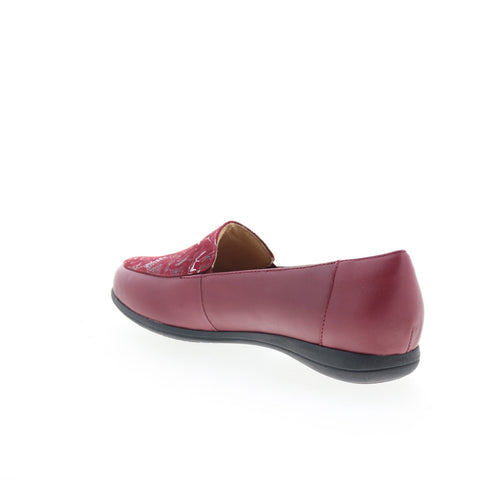 Trotters Deanna T2055-644 Womens Red Leather Slip On Loafer Flats Shoes