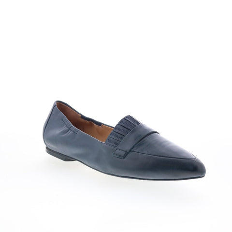 Trotters Emotion T2056-400 Womens Blue Leather Slip On Loafer Flats Shoes