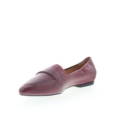Trotters Emotion T2056-601 Womens Red Leather Slip On Loafer Flats Shoes