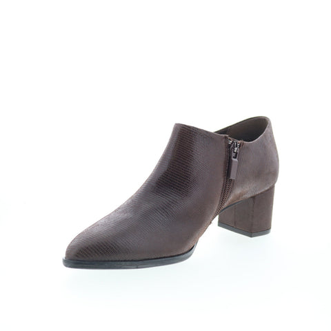 Trotters Keegan T2059-204 Womens Brown Leather Zipper Ankle & Booties Boots