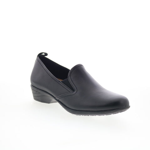 Trotters Reggie T2065-001 Womens Black Leather Slip On Loafer Flats Shoes