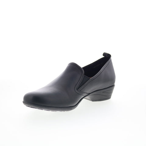 Trotters Reggie T2065-001 Womens Black Leather Slip On Loafer Flats Shoes