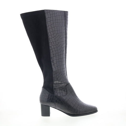 Trotters Kirby Wide Calf T2067-011 Womens Black Leather Casual Dress Boots