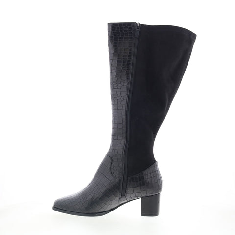 Trotters Kirby Wide Calf T2067-011 Womens Black Leather Casual Dress Boots