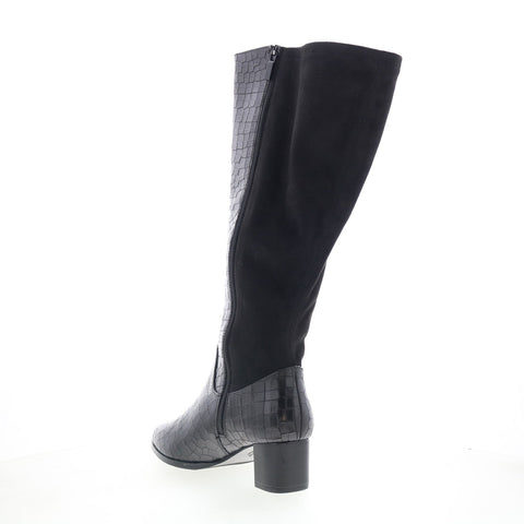 Trotters Kirby Wide Calf T2067-011 Womens Black Leather Casual Dress Boots