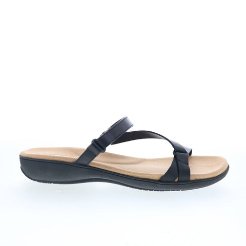 Trotters Raja T2108-001 Womens Black Leather Strap Strap Sandals Shoes