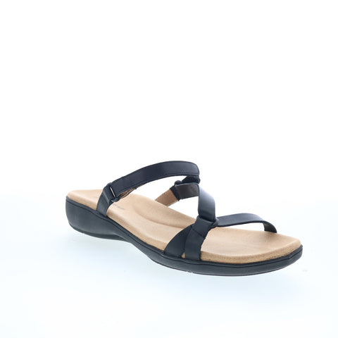 Trotters Raja T2108-001 Womens Black Leather Strap Strap Sandals Shoes
