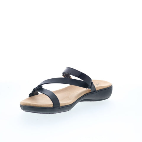 Trotters Raja T2108-001 Womens Black Leather Strap Strap Sandals Shoes