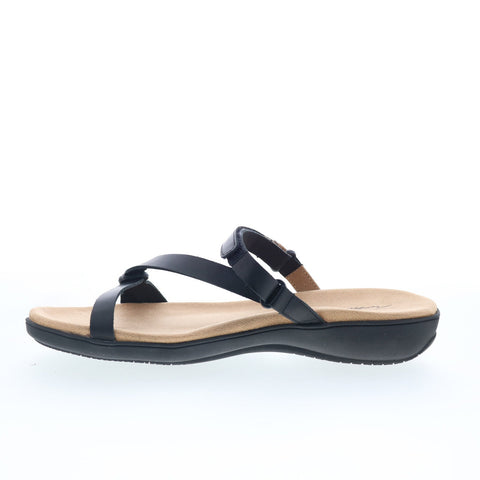 Trotters Raja T2108-001 Womens Black Leather Strap Strap Sandals Shoes