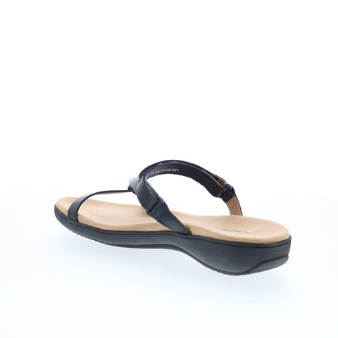 Trotters Raja T2108-001 Womens Black Leather Strap Strap Sandals Shoes