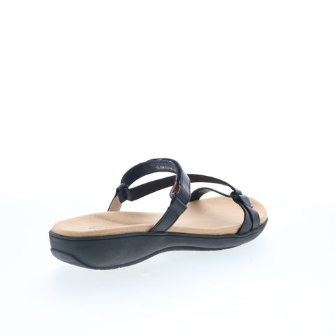 Trotters Raja T2108-001 Womens Black Leather Strap Strap Sandals Shoes