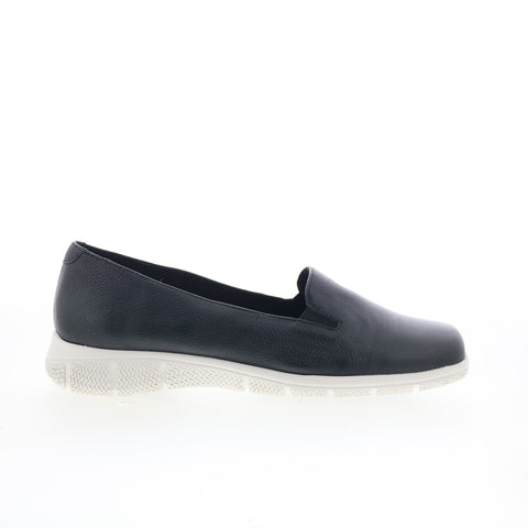 Trotters Universal T2110-001 Womens Black Leather Slip On Loafer Flats Shoes