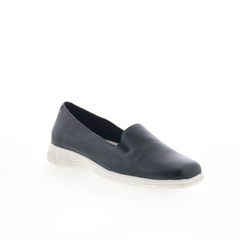 Trotters Universal T2110-001 Womens Black Leather Slip On Loafer Flats Shoes