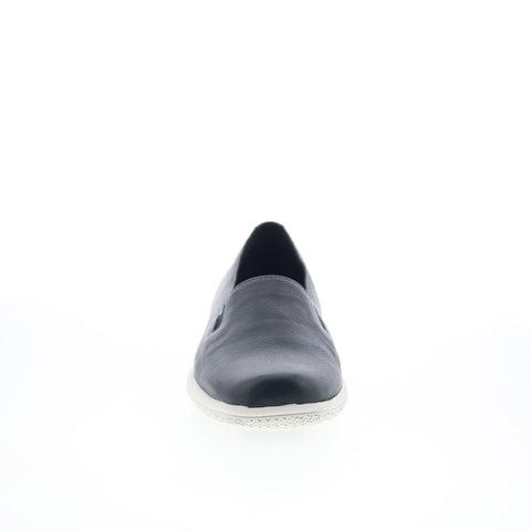 Trotters Universal T2110-001 Womens Black Leather Slip On Loafer Flats Shoes