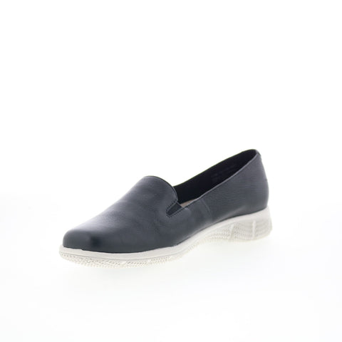 Trotters Universal T2110-001 Womens Black Leather Slip On Loafer Flats Shoes
