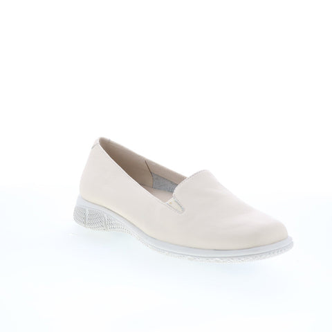 Trotters Universal T2110-126 Womens Beige Leather Slip On Loafer Flats Shoes