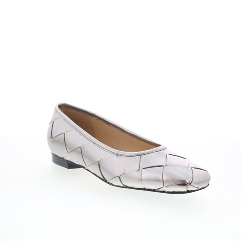 Trotters Hanny T2125-033 Womens Gray Leather Slip On Ballet Flats Shoes
