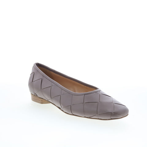 Trotters Hanny T2125-117 Womens Gray Leather Slip On Ballet Flats Shoes