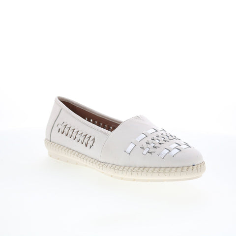 Trotters Rory T2209-102 Womens White Leather Slip On Loafer Flats Shoes