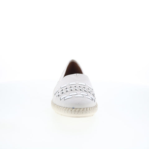 Trotters Rory T2209-102 Womens White Leather Slip On Loafer Flats Shoes