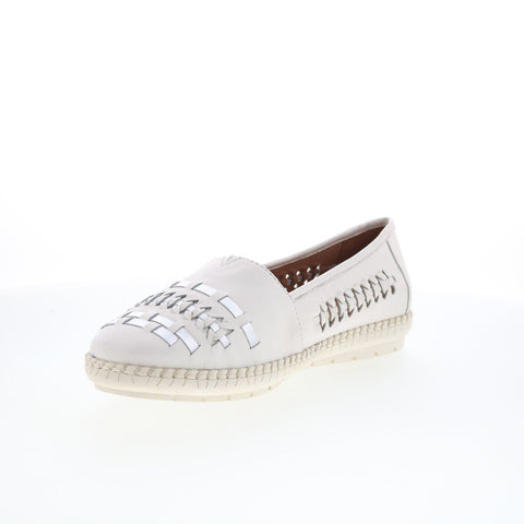 Trotters Rory T2209-102 Womens White Leather Slip On Loafer Flats Shoes