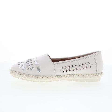 Trotters Rory T2209-102 Womens White Leather Slip On Loafer Flats Shoes