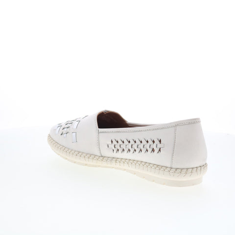 Trotters Rory T2209-102 Womens White Leather Slip On Loafer Flats Shoes