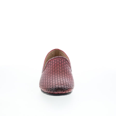 Trotters Ginger T2219-600 Womens Red Leather Slip On Loafer Flats Shoes