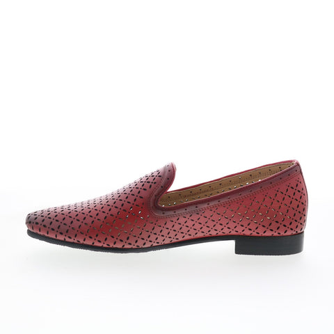 Trotters Ginger T2219-600 Womens Red Leather Slip On Loafer Flats Shoes