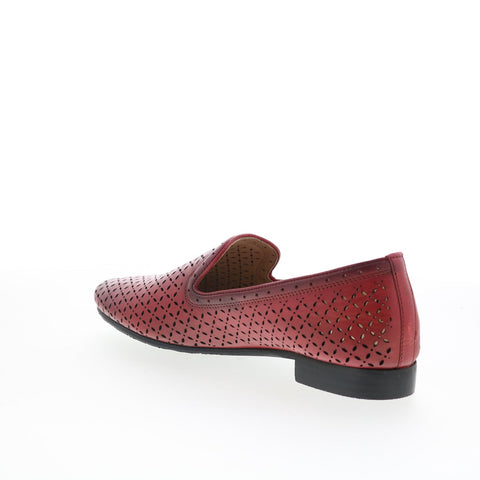 Trotters Ginger T2219-600 Womens Red Leather Slip On Loafer Flats Shoes