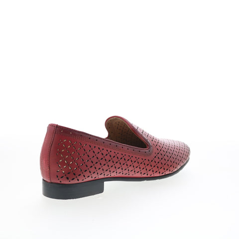 Trotters Ginger T2219-600 Womens Red Leather Slip On Loafer Flats Shoes