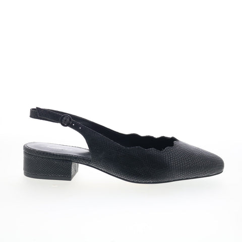 Trotters Joselyn T2221-085 Womens Black Leather Slingback Heels Shoes