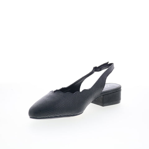 Trotters Joselyn T2221-085 Womens Black Leather Slingback Heels Shoes
