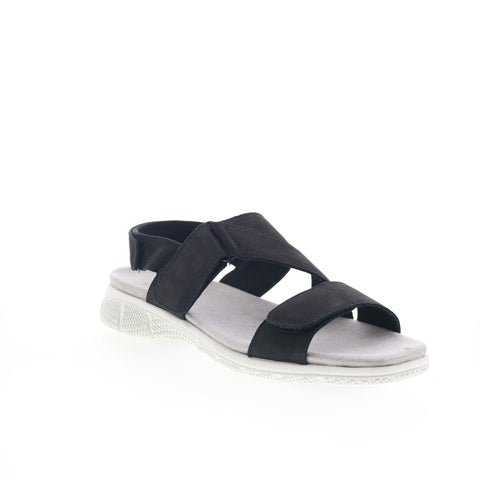 Trotters Tatia T2237-036 Womens Black Nubuck Strap Sport Sandals Shoes