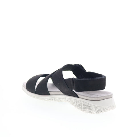 Trotters Tatia T2237-036 Womens Black Nubuck Strap Sport Sandals Shoes